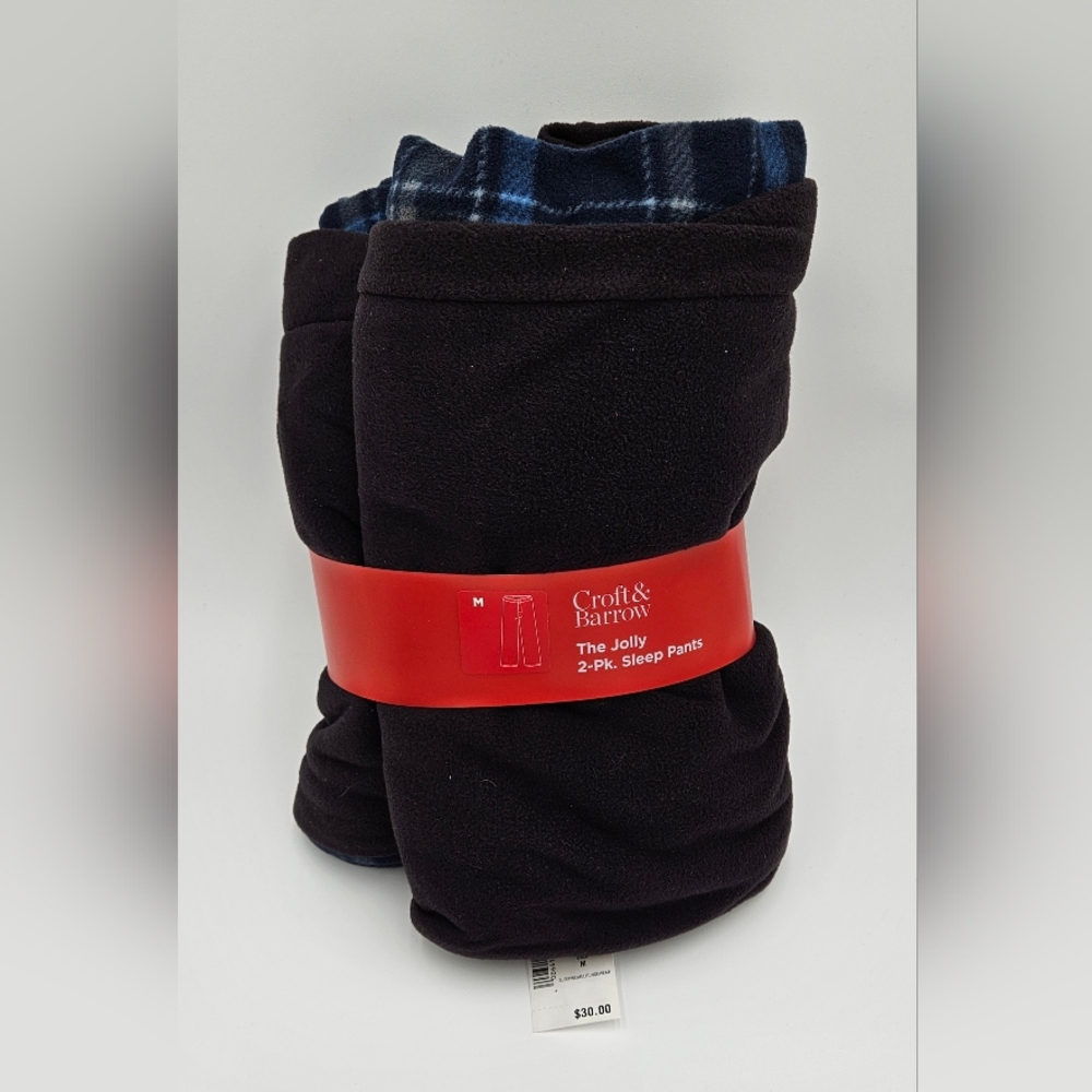 Croft & Barrow The Jolly 2-pair Pajama Sleep Pants Black Blue M NWT Men's